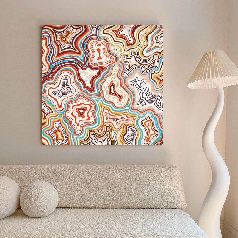 现代简约客厅北欧侘寂风无框画肌理抽象艺术立体方形落装饰地油画图片