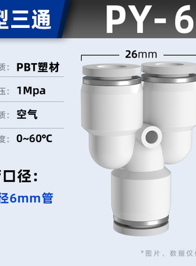 气动气管快速接头快接快插PU直通PE PY三通PG PEG PW变径4/6/8mm