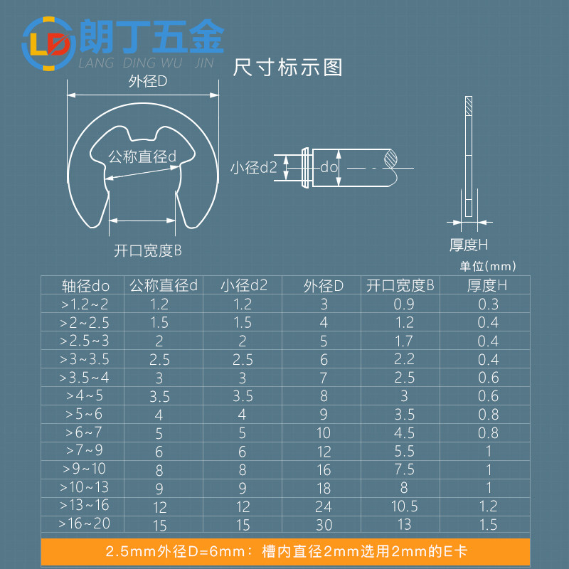 GB896卡环不锈钢e型卡簧开口挡圈e卡环轴用卡扣插扣轴挡1.2-10mm