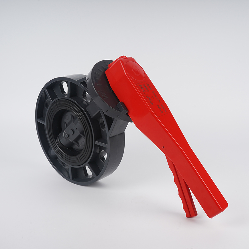 UPVC手柄蝶阀 PVC手柄蝶阀PVC管对夹式手动法兰塑料S阀门开关63 7