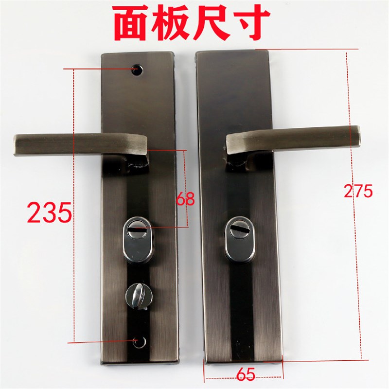 防盗门把手黑f金方孔电镀黑金锁具拉手大门锁双开门单活双活执手