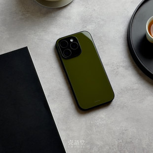 「榄青苔绿」壳语堂新中式适用苹果iphone16Promax手机壳14Pro/13pro防滑华为安卓全包玻璃高级感小众手机壳
