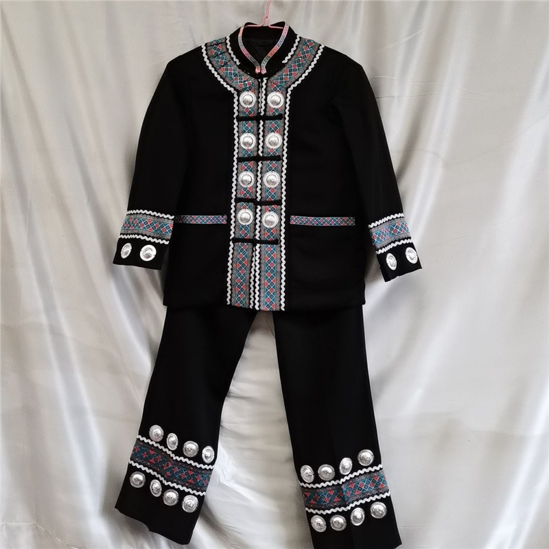 苗族服装土家族湘西贵州演出服男少数民族舞蹈服装苗家衣服舞台装