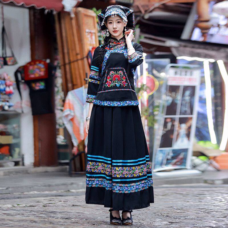 新款贵州布依族旅拍民族服饰苗族少数民族苗疆少女演出服影楼服装