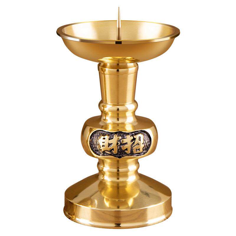 铜蜡烛台家用烛台台座纯铜蜡台香炉一体黄铜插焟烛黄铜复古腊台