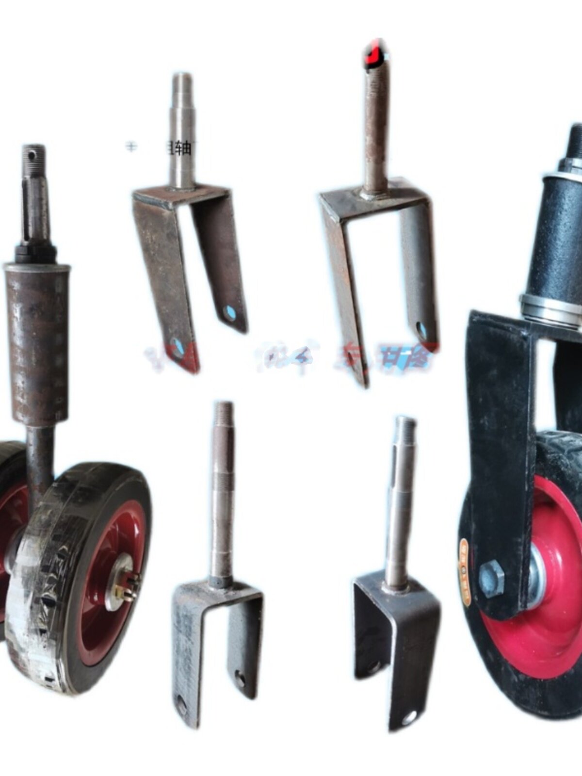 定制电动手推车前叉立轴改装配件工地拉灰斗车站推平板车前轮转向