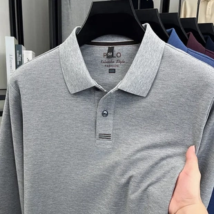 路司登男士长袖男士POLO衫秋冬保暖棉长袖商务休闲纯色宽松上衣男