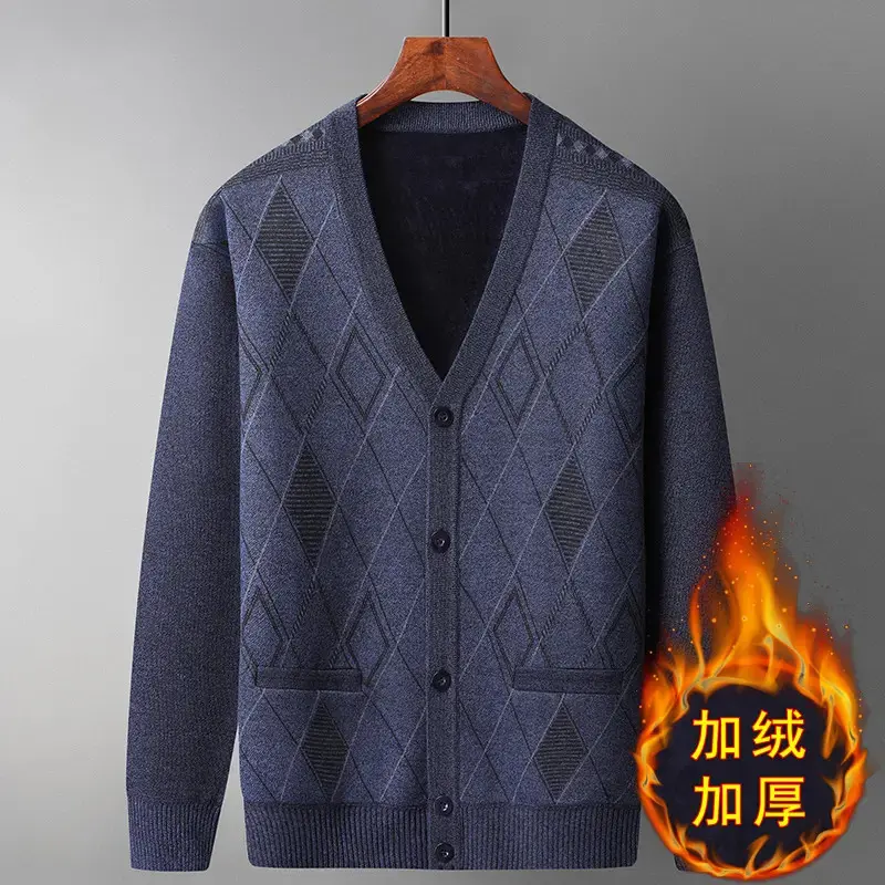 小火男装冬季中老年男装开衫毛衣