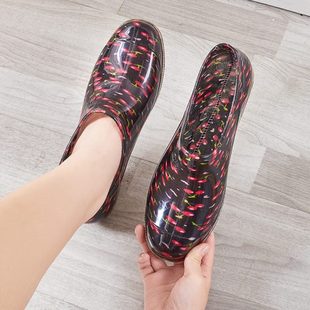 水鞋 雨鞋 硅胶耐磨防水低帮短筒厨房专用雨靴浅口款 女时尚 防滑 胶鞋