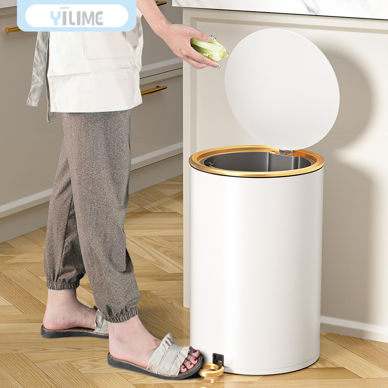 厨房垃圾桶家用202n2新款大容量卫生间厕所带盖轻奢不锈钢脚踏式