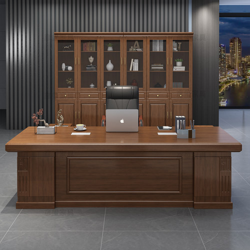 实木老板桌办公桌椅柜组合新中式总裁桌经理主管桌办公室办公家具