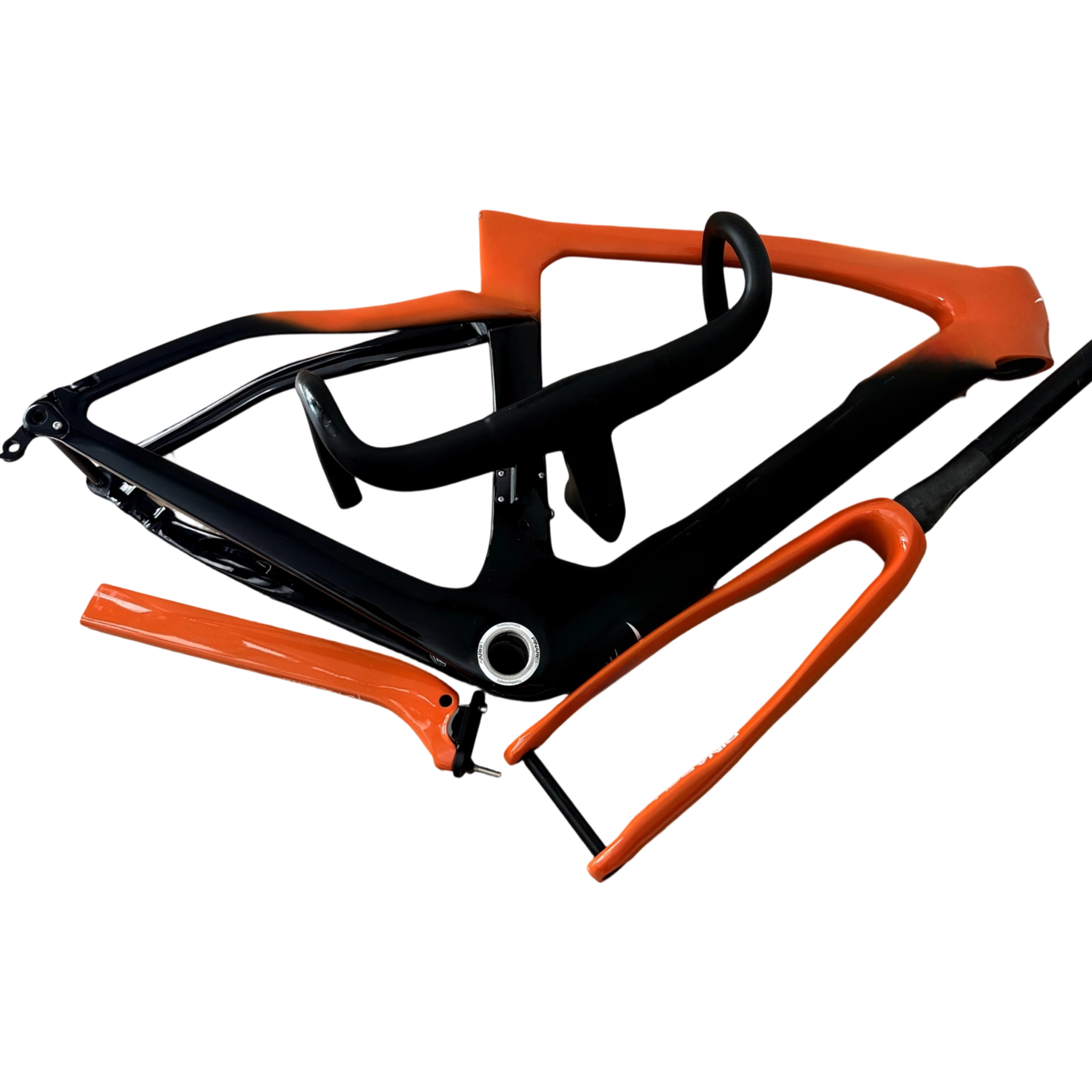 DIY自行车车架超轻碳纤维皮娜F公路车架黑橙色轻量化骑行框架