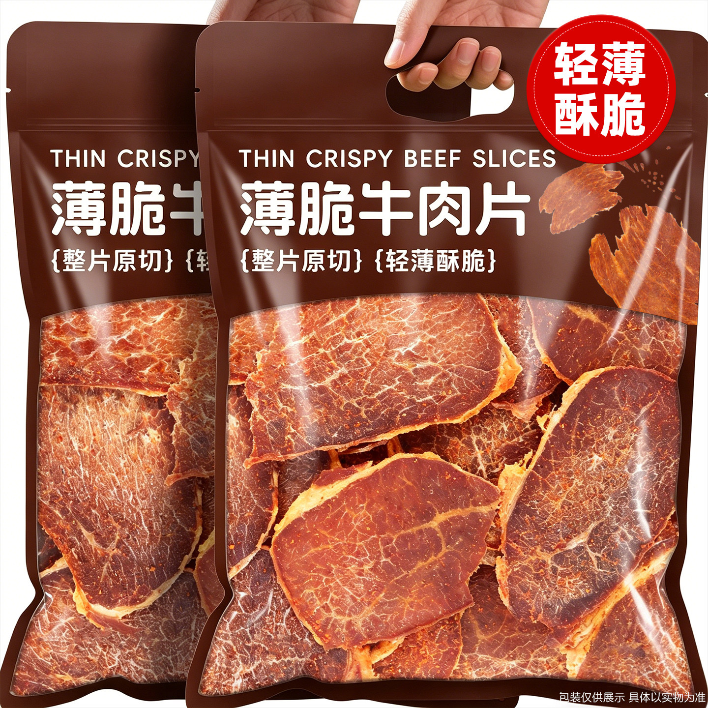 原切即食牛肉片脆片高蛋白风干牛肉干零食薄脆牛肉干健身解馋代餐