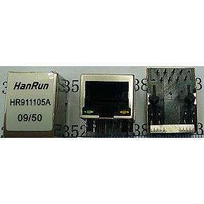 HR911105A内置网络变压器的RJ-45接头 带灯 网络变压器