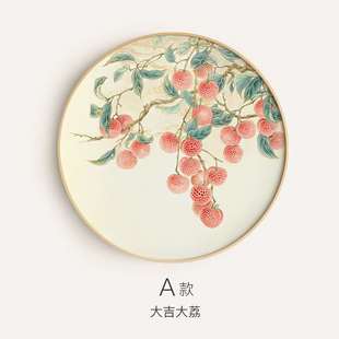 正品 饰画实木柿柿如意客厅壁画饭厅餐桌玄关挂画 餐厅装 墙蛙新中式