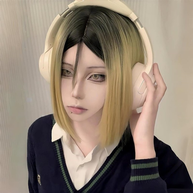 现货速发孤爪研磨假发短发男生男通用排球少年用全头套式