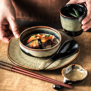 快速发货火锅e烤肉商用餐具酒店摆台餐具套装四件套盘子碗陶瓷组