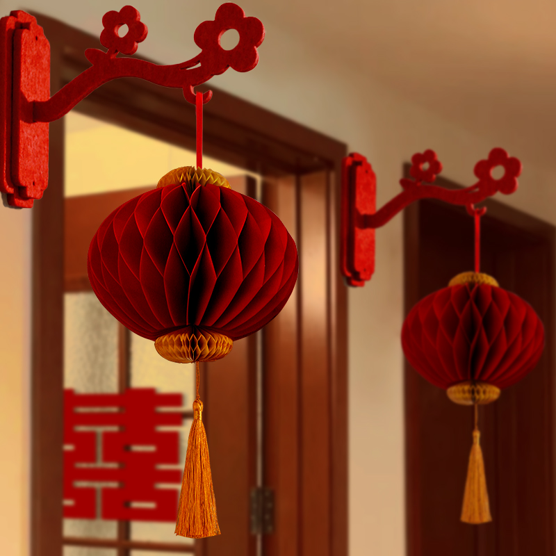 速发结婚挂灯笼挂饰方婚房布置新房庆室房门壁礼门挂件婚卧用品大
