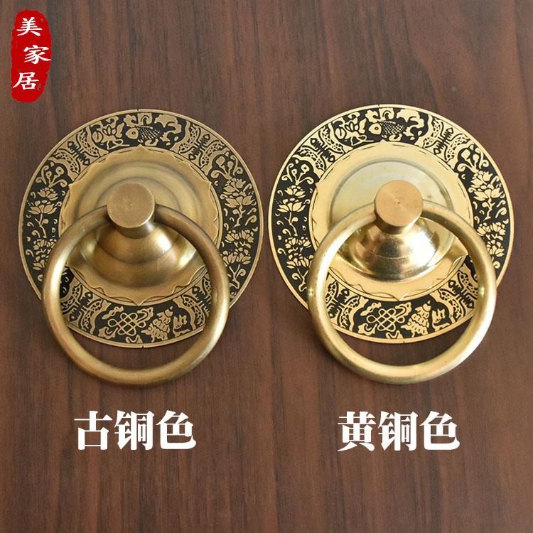 中式美家居仿古纯铜大门拉手复古门钹拉环圆形兽把手狮配子头头门