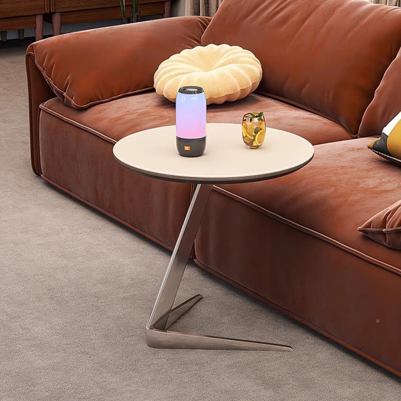 不锈钢轻角奢圆马鞍皮边马鞍皮边几家用客沙发形小几意式极简设厅