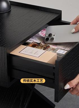 意式头极简床柜小户卧室床边CTG-16型柜家用设感黑色储物柜实木收