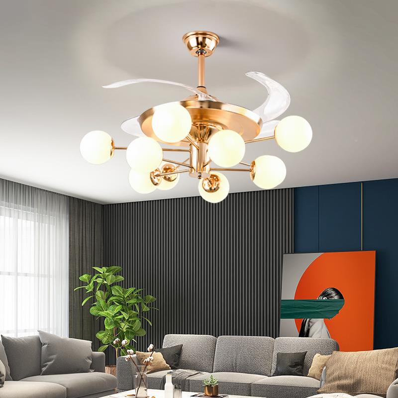 欧锦丽客吊灯隐形风扇灯餐厅卧北室灯具现代厅简约家用魔豆分吊子