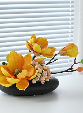 WUX圆餐桌花中饭间摆花轻奢花圆桌台花仿真花酒店店桌饰面装转盘