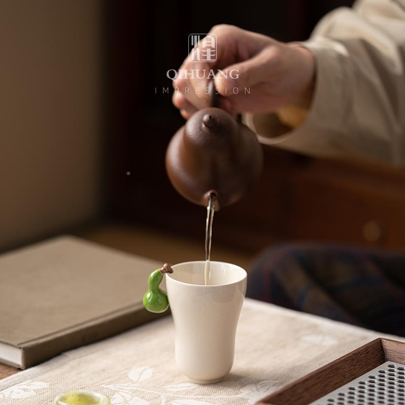 手创工意葫家芦福禄杯福禄品杯夫 陶瓷主人杯草木灰用功茶具单杯