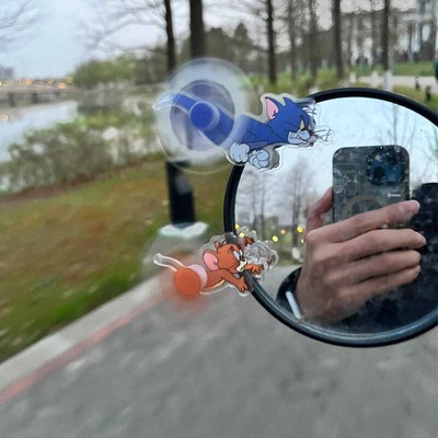 猫和老鼠汤姆杰瑞快跑电动车后视镜装饰小配件可拆卸创意公仔摆件