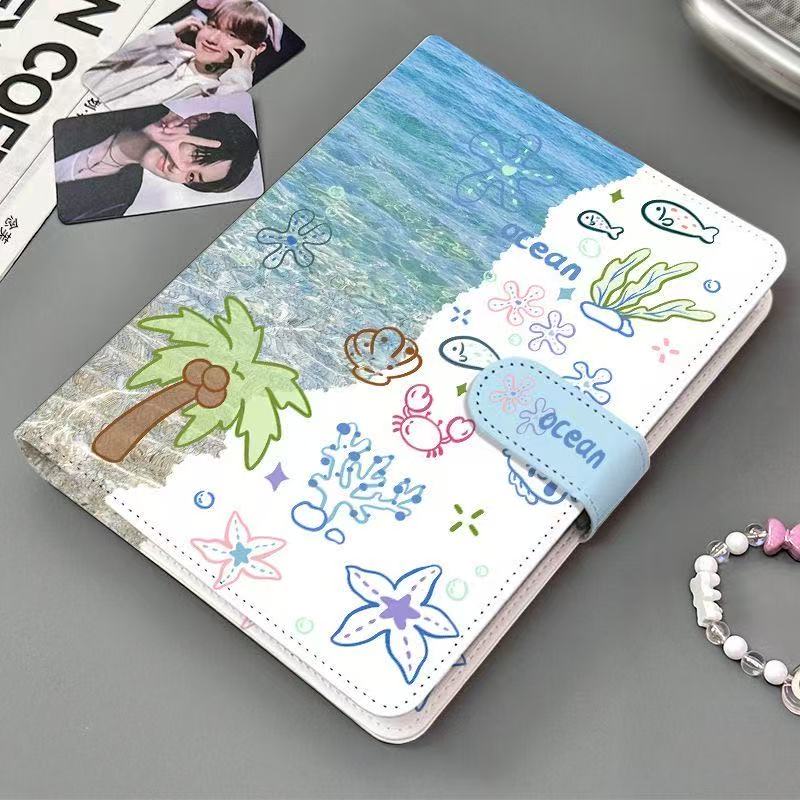 原创梓渝便携式收纳相册明星高颜值小卡pu皮质a5四宫格活页本