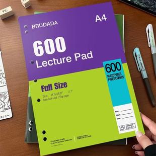 大A4薄脆本加厚400页七孔美式便携横线学生考研专用练习本草稿