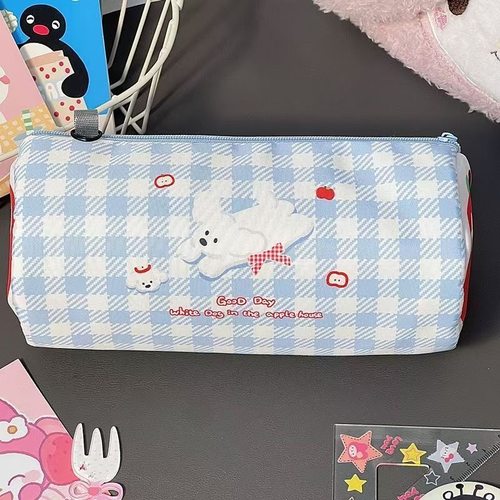 卡通苹果小狗新款可爱高颜值笔袋文具盒学生文具收纳大容量收纳袋