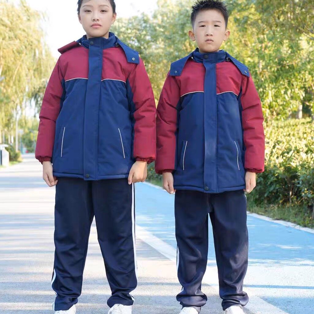 小学生新款冲锋衣秋冬加绒加厚一体棉服幼儿园服冬季儿童班服保暖图片