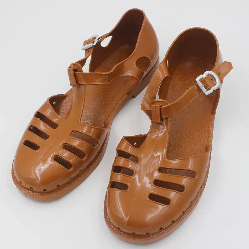 3547复古夏季塑料橡胶男鞋包头老式越南军凉鞋男士怀旧防滑沙滩鞋