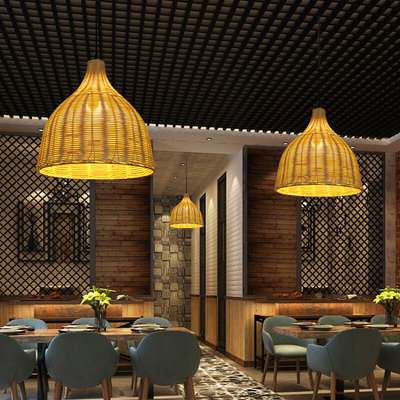 竹艺竹编吊灯创意古典个性火锅店餐厅日式民宿中式藤艺吊灯茶楼。