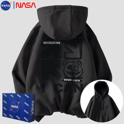 NASA联名美式连帽卫衣男复古高街宽松ins潮牌外套秋冬季情侣上衣