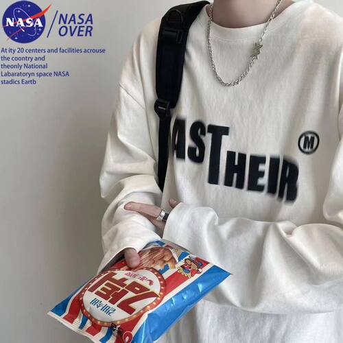 NASA联名长袖t恤男春秋季宽松美式潮流百搭打底衫休闲ins港风学生