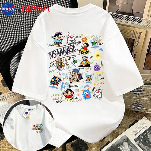 NASA联名涂鸦蜡笔小新圆领短袖t男女夏季ins百搭宽松小众宽松半袖