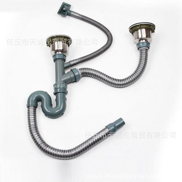 厨房 下水器下水双槽落下水管水槽双头菜盆不锈钢水槽 水器 配件