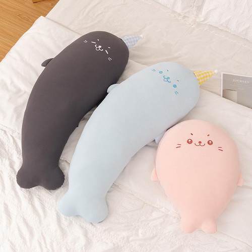 海豹玩偶公仔睡觉抱枕软萌床上抱枕娃娃超软抱枕冰丝午睡靠枕娃娃