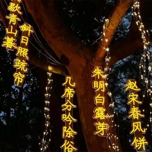 精选Led诗歌灯串防水风景公园街道创意挂树灯发光字树景观灯条形