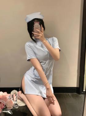 萝莉直播护士cosplay 制服少女口水变装可爱粉色主播镂空低胸热舞