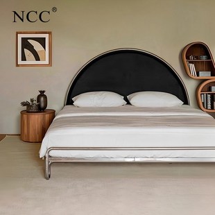 现代家用不锈钢床双人床中古风包豪斯无甲醛轻奢金属工业风铁艺床