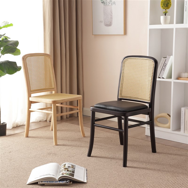 顺风椅中古藤椅实木藤编餐椅家用小户型K靠背椅民宿梳妆椅书桌椅