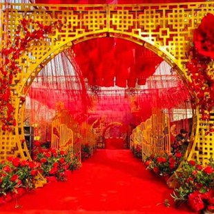 中式婚庆道具铁艺中华门大拱门农村户外婚礼舞台装饰屏风路引摆件