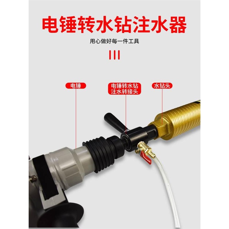 注水器转水钻加水转换p钻头电锤水钻机电钻变水钻机改水接头连接
