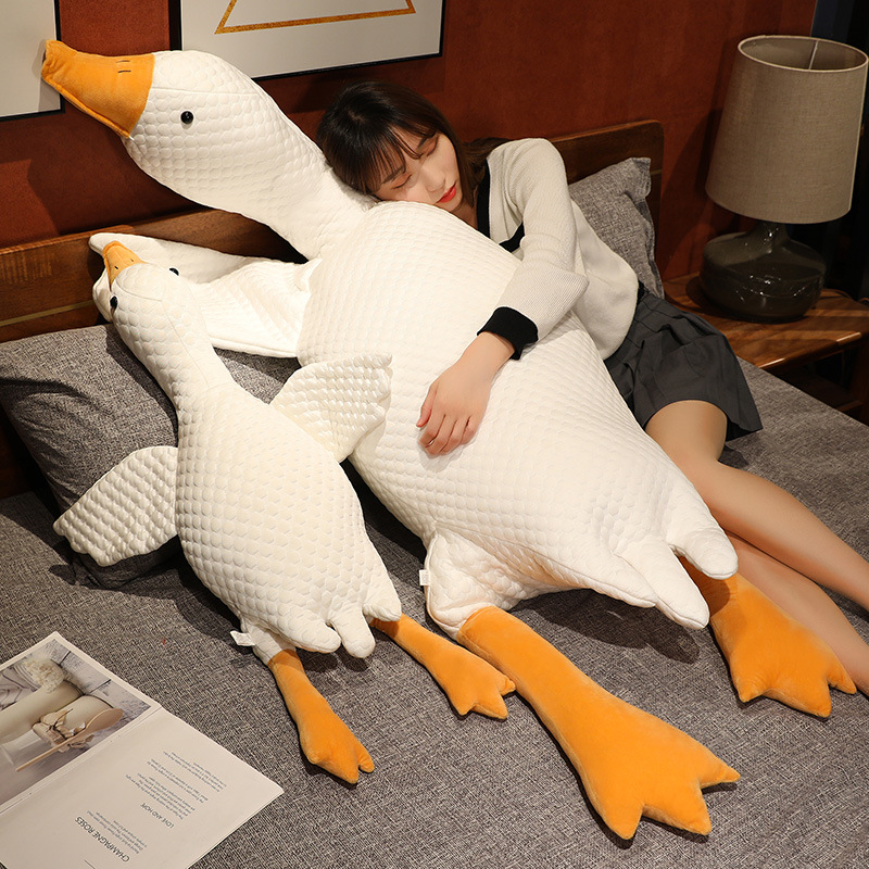 冰丝大白鹅抱枕女生睡觉侧睡夹腿长条枕头床头靠垫床上靠枕生款