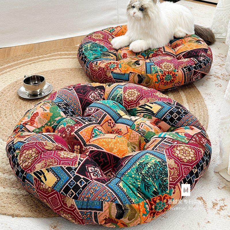 蔓越家  复古圆蒲团垫椅垫打坐垫加厚布艺美臀座垫飘窗榻榻米垫子,居家布艺,蒲团,淘宝优惠券,粉丝福利购,淘宝优惠卷