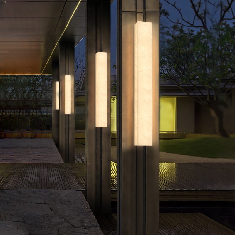 太阳能户外防水仿云石长条庭院y灯别墅户外大门口墙壁灯室外洗墙
