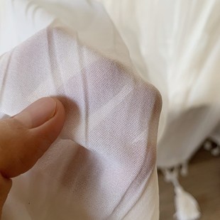 法式奶油风纱帘提拉帘升降帘飘窗阳台透光不透人窗帘免打孔罗马帘